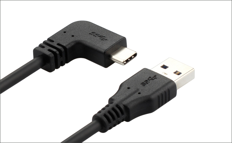 USB A to Right Angle C Cable
